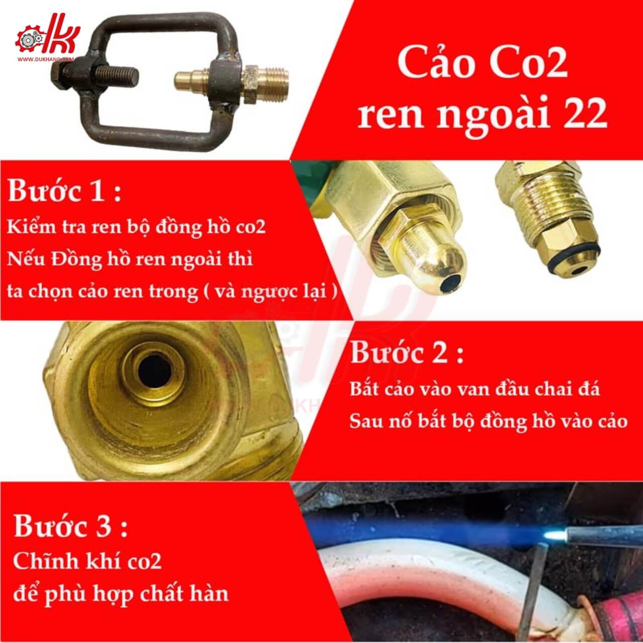 Cảo Co2 Ren Ngoài Gắn Đồng Hồ Co2 8 Cảo Co2 Ren Ngoài Gắn Đồng Hồ Co2