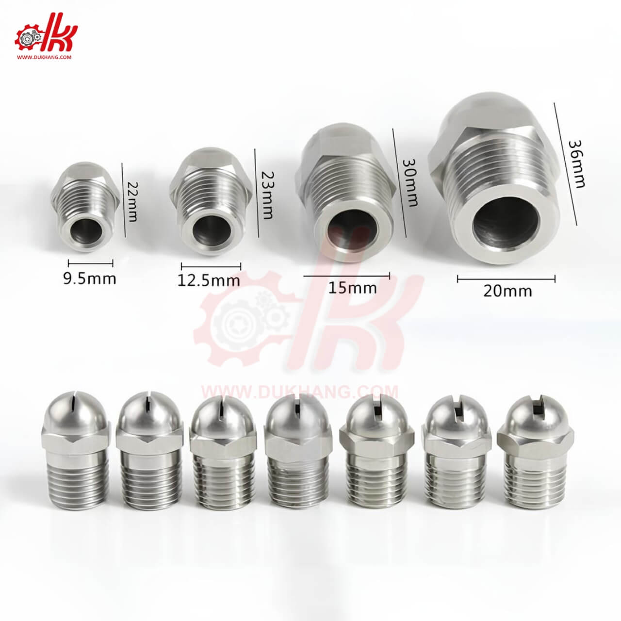 Béc Inox Cánh Quạt Đầu Tròn Ren 13mm 14 Béc Inox Cánh Quạt Đầu Tròn